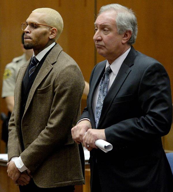 Крис Браун в суде на слушании дела об избиении мужчины