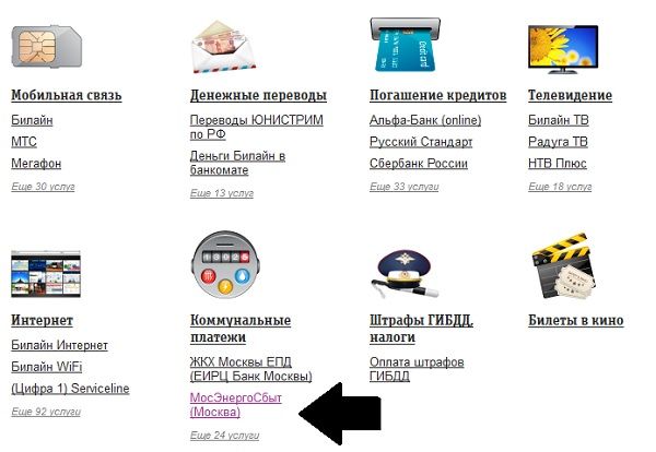 Как оплатить электроэнергию в МосЭнергоСбыт, если у Вас Билайн (Beeline) Как оплатить электроэнергию в МосЭнергоСбыт, если у Вас Билайн (Beeline)