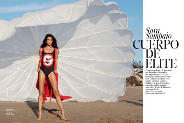Сара Сампайо в образе парашютистки для Glamour Сара Сампайо в образе парашютистки для Glamour
